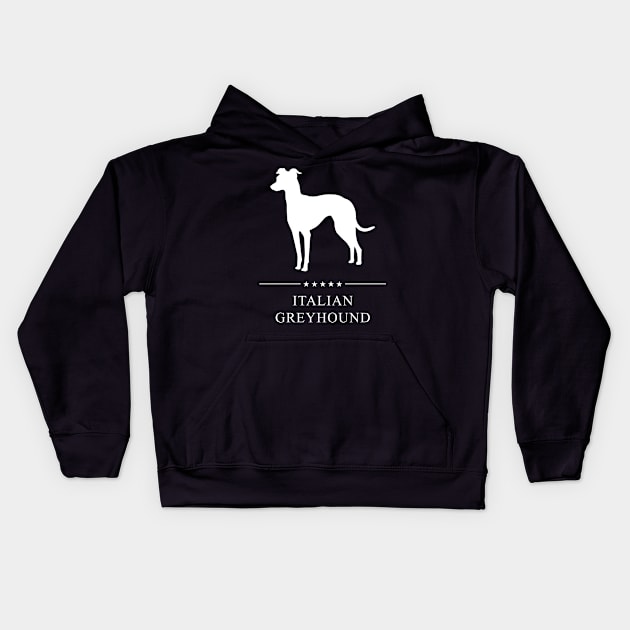 Italian Greyhound Dog White Silhouette Kids Hoodie by millersye